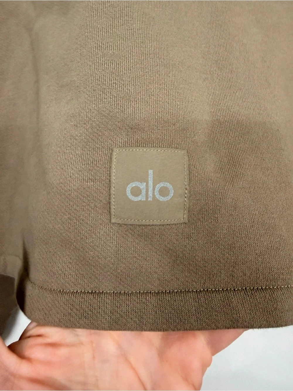 ALO Cropped Serenity Long Sleeve Coverup Sweater Taupe M - Picture 6 of 7